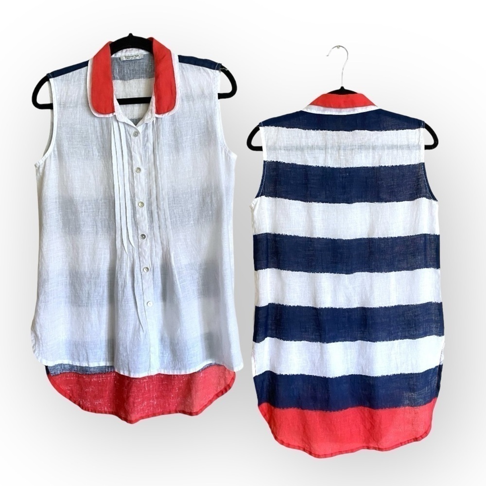 BANANA BLUE Australian Striped Linen Blouse